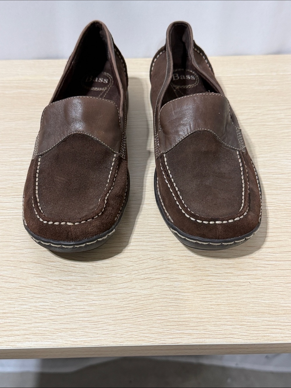 Bass Brown Suede & Leather Slip-On Loafers